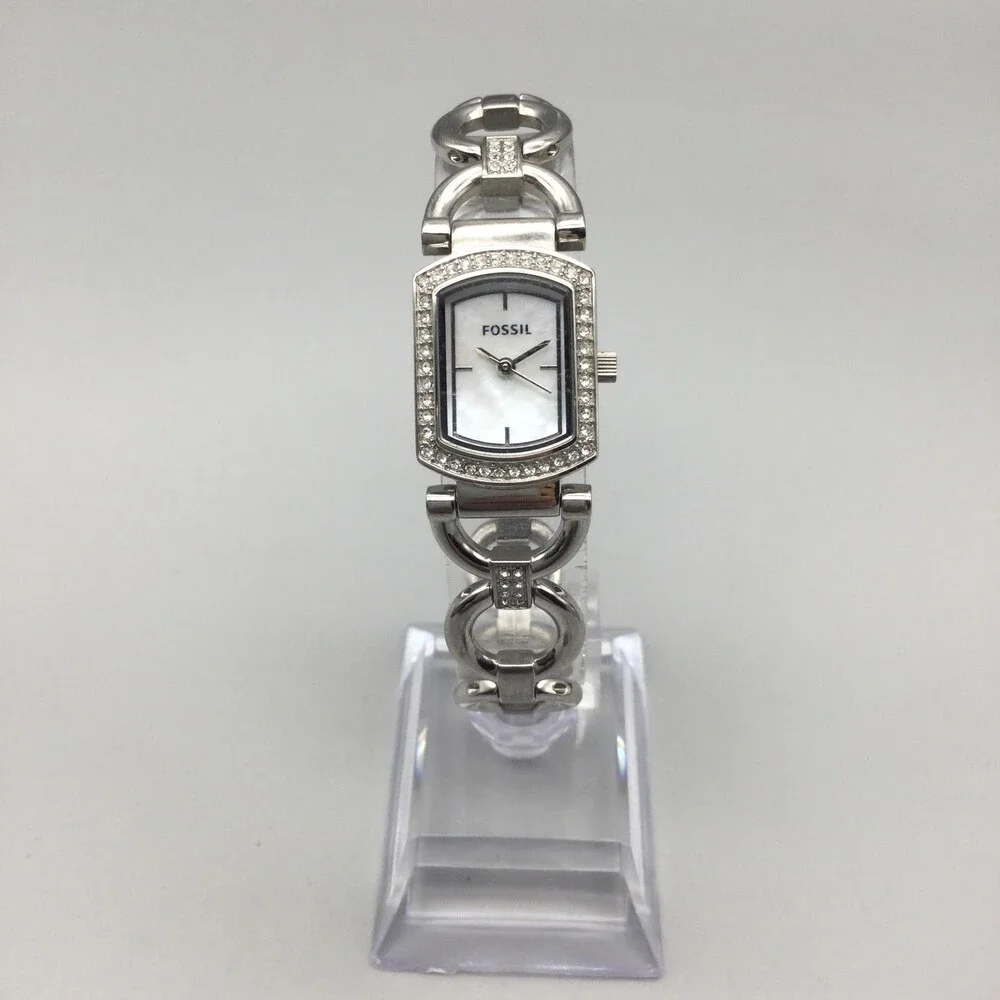 Fossil ES9792 Womens Watch 17mm MOP Dial Silver Tone Crystal New Battery 7